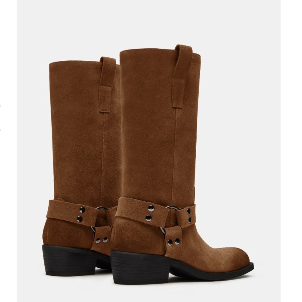 Steve Madden Ruskin Suede Squire Toe Western Style Boots Chestnut Size 10 - Picture 4 of 15
